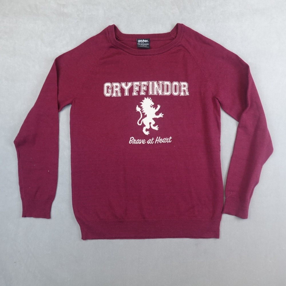 Harry Potter Sweater Youth Large Team Gryffindor Pullover Maroon Brave At Heart